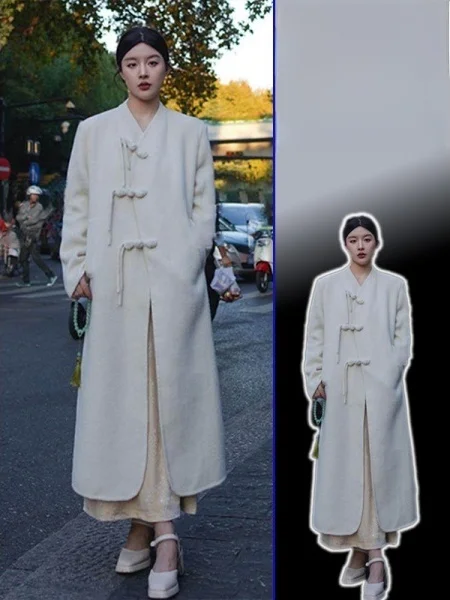 

Новое зимнее шерстяное пальто больших размеров для женщин в китайском стиле с бахромой и пуговицами, высококачественное универсальное шерстяное пальто для полных женщин.