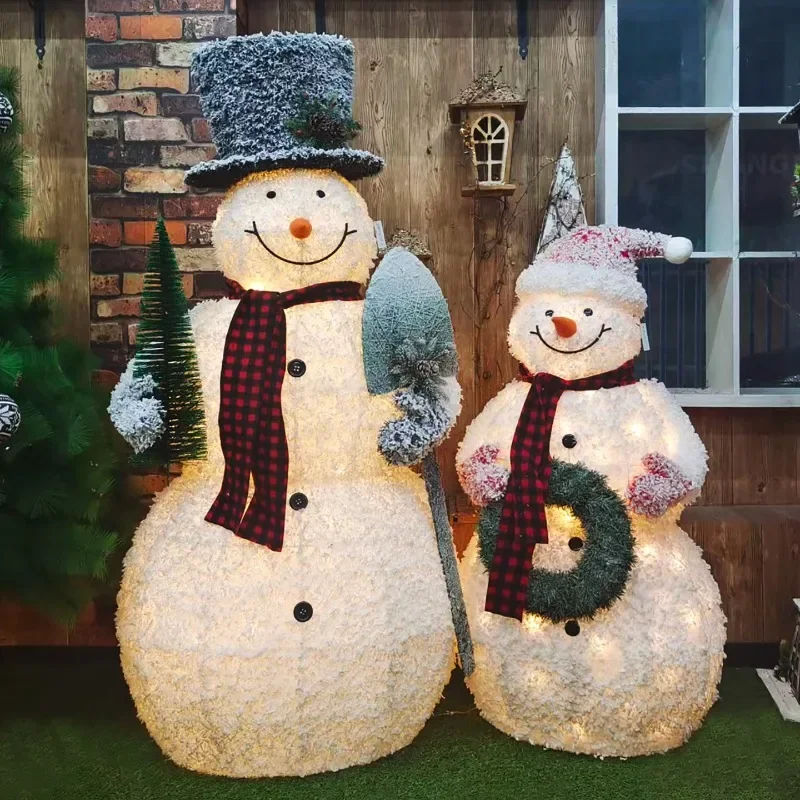 Large-Scale Christmas Scene Decoration Luminous Snowman Elk Ornament Christmas Tree Package for Hotel Shopping Mall Window