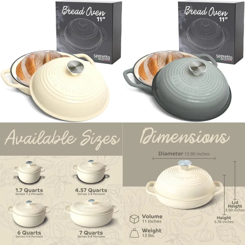 

Enameled Cast Iron Bread Pan, 11 White Sourdough Baking Pan with Lid, Perfect for Dutch Oven Bread Baking and Long-Term Use