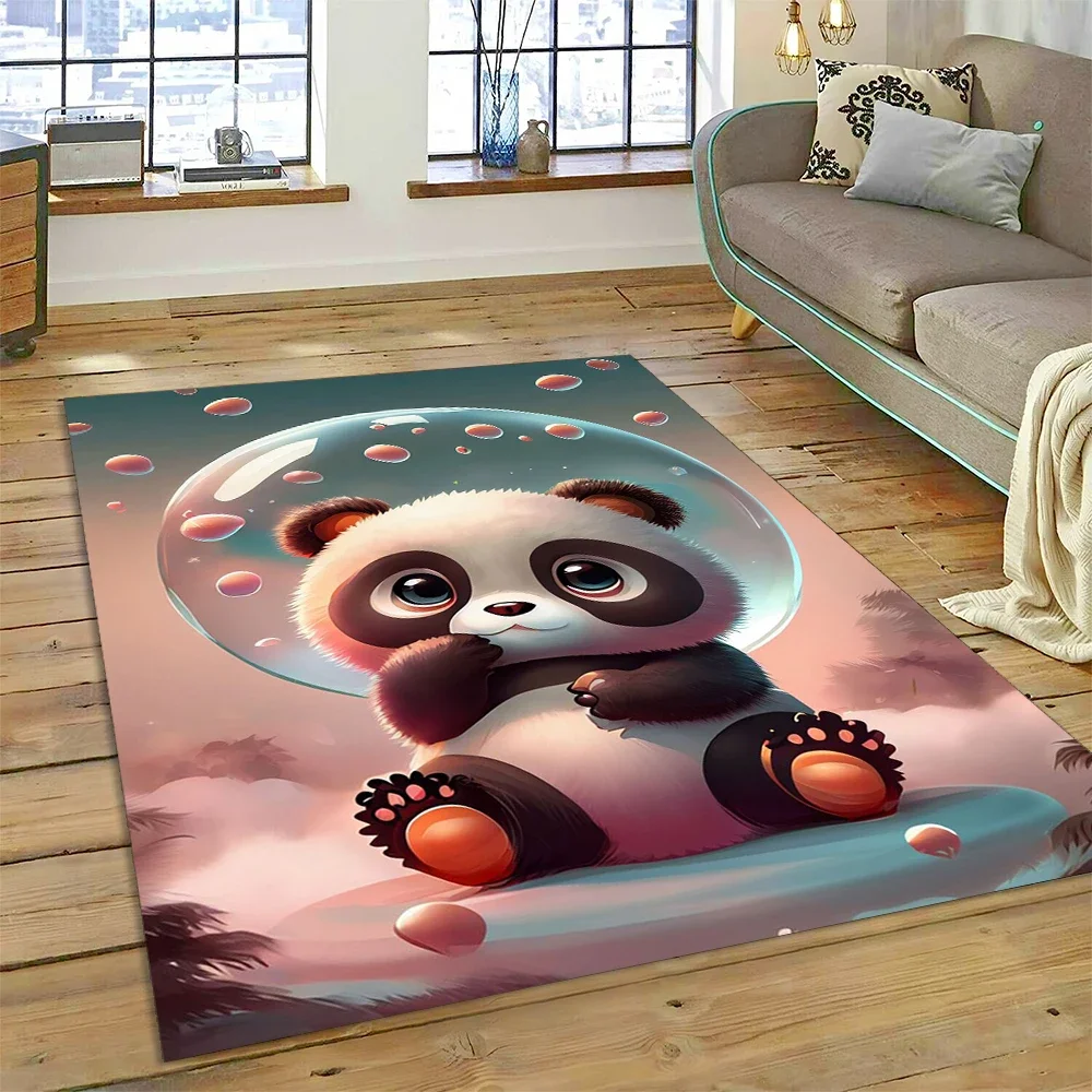 Cute Moon Panda Animal Cartoon Carpet Rug for Home Living Room Bedroom Sofa Doormat Decor,Kids Play Area Rug Non-slip Floor Mat