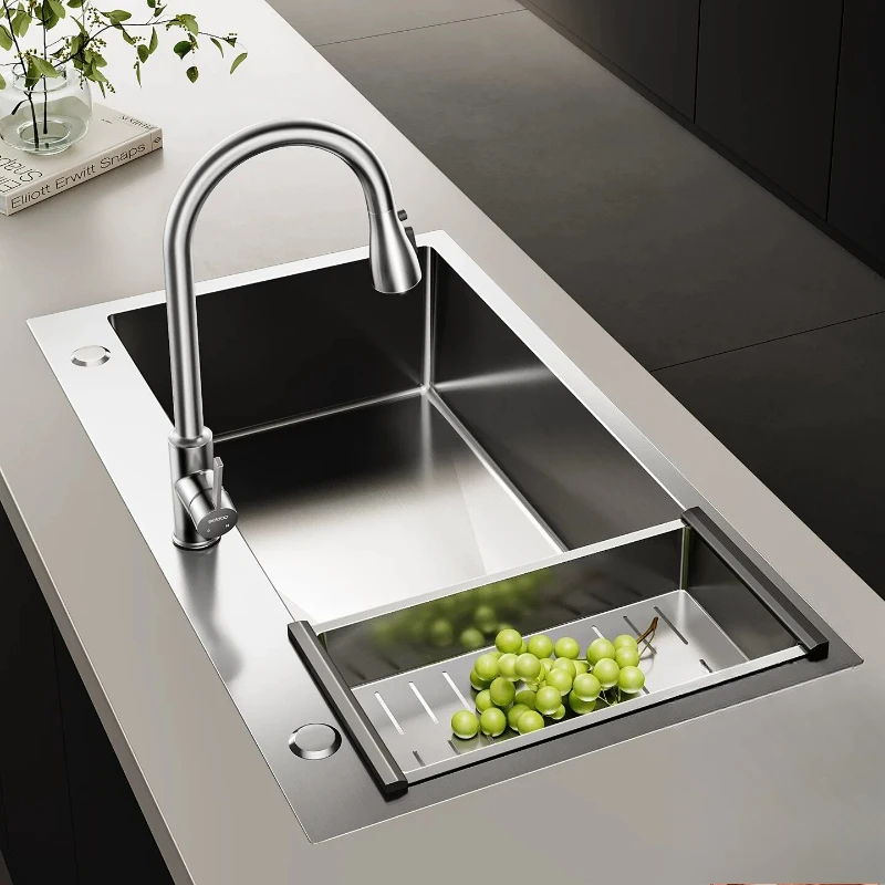CX stainless steel sink large single tank thickened side drainage vegetable basin kitchen dishwasher