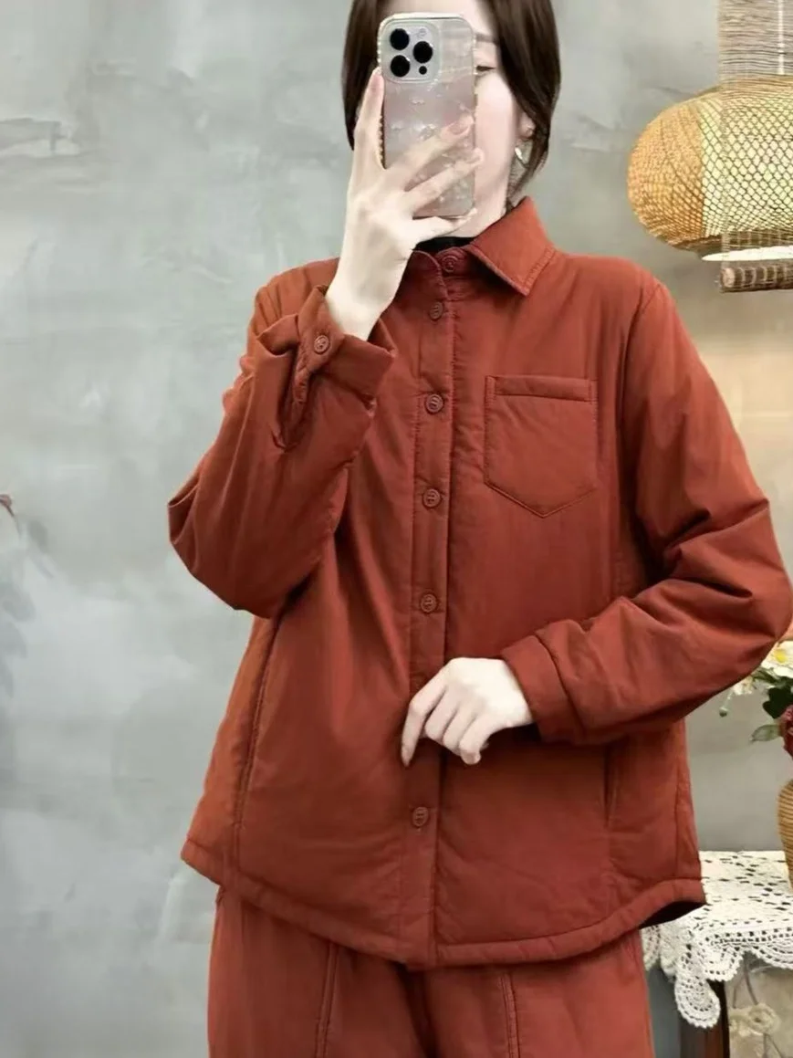 

Thiened Warm Cotton irt Jaet Women's Loose Versatile Slimming Collar Cotton Clothes Winter Outerwear