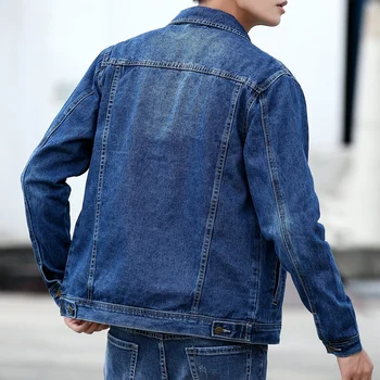 Men Blue Classic Denim Jackets Solid Jean Coats High Quality Male Cotton Denim Coats New Spring Outwear Casual Cowboy Jackets 5X 3