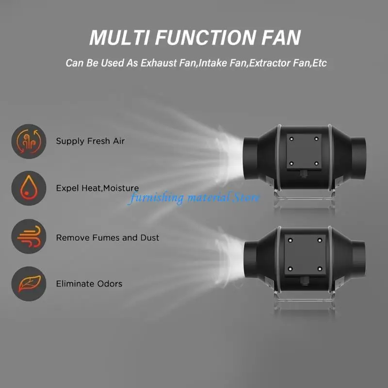 مروحة أنبوب Y5GD، مروحة تهوية هادئة 205CFM/350CFM مع وحدة تحكم في السرعة والتحكم في درجة الحرارة والرطوبة للتدفئة والتبريد