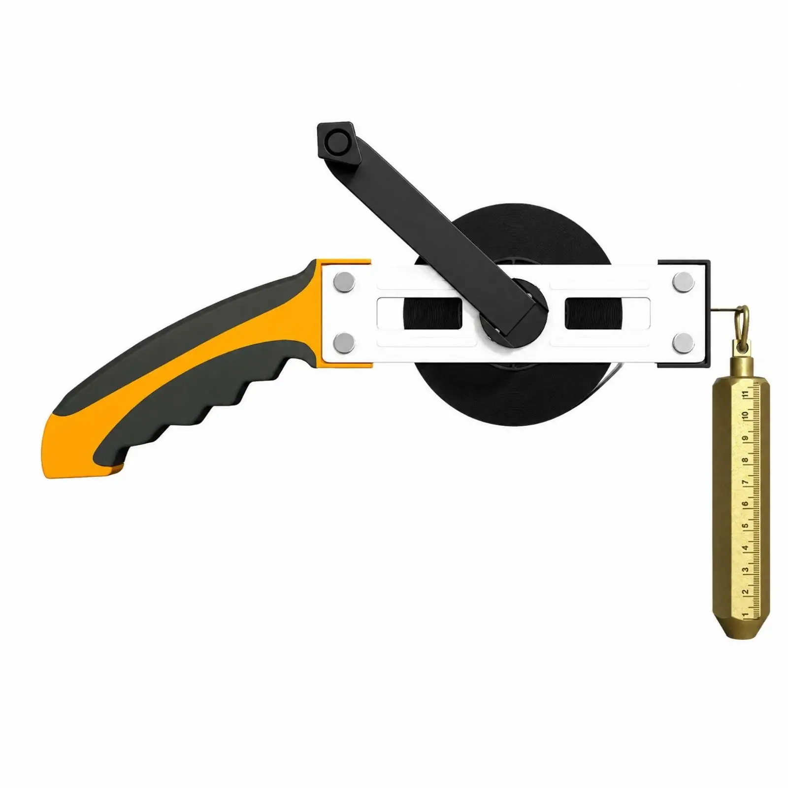 Oil Level Measuring Strip with Plumb Bob Black Carbon Steel Frame and Rubber Coated Grip for Deep Well Depth Assessment Tool