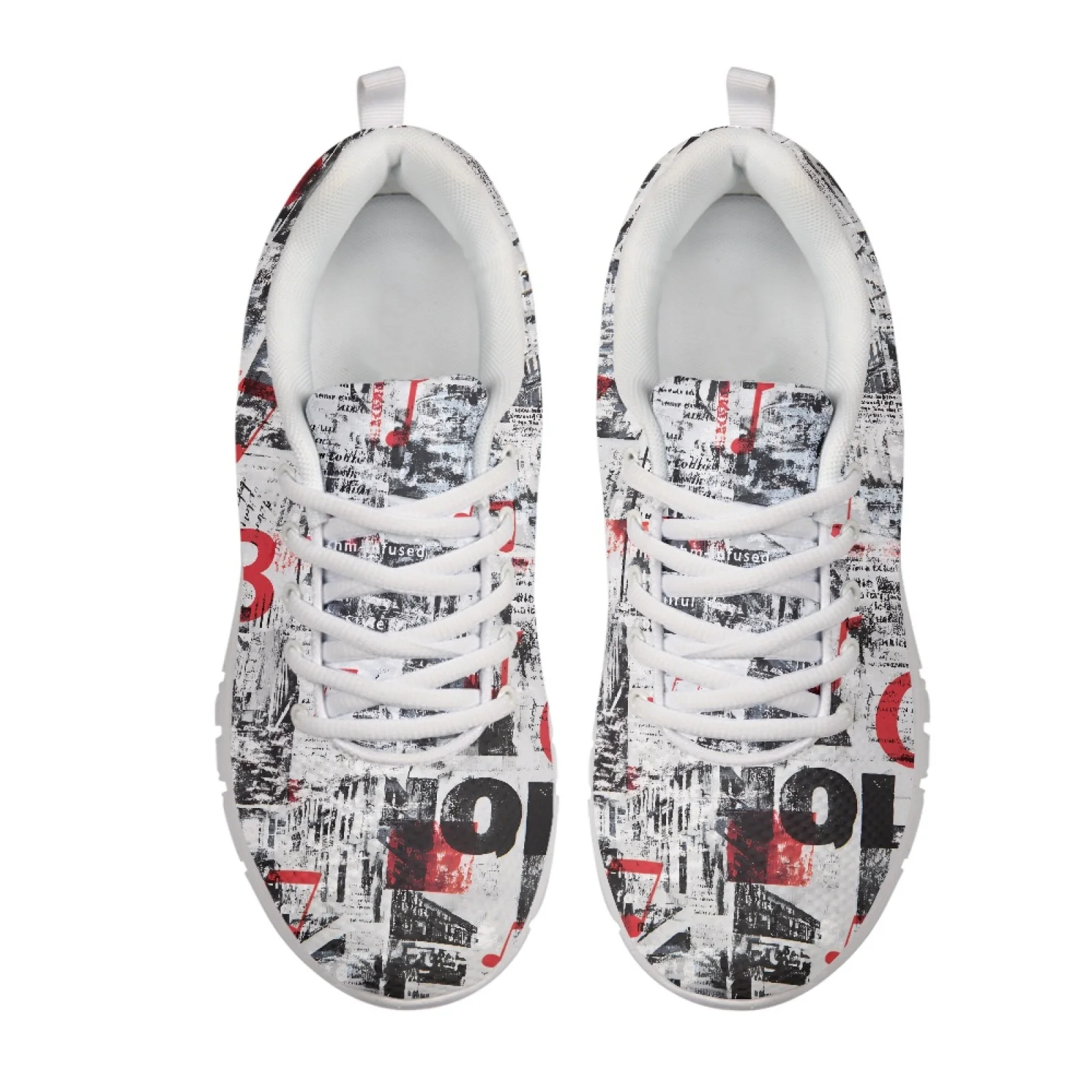 Coloranimal Anti-Slip Lace Up Athletic Sneaker for Women Women Running Shoes for Training Music Newspaper