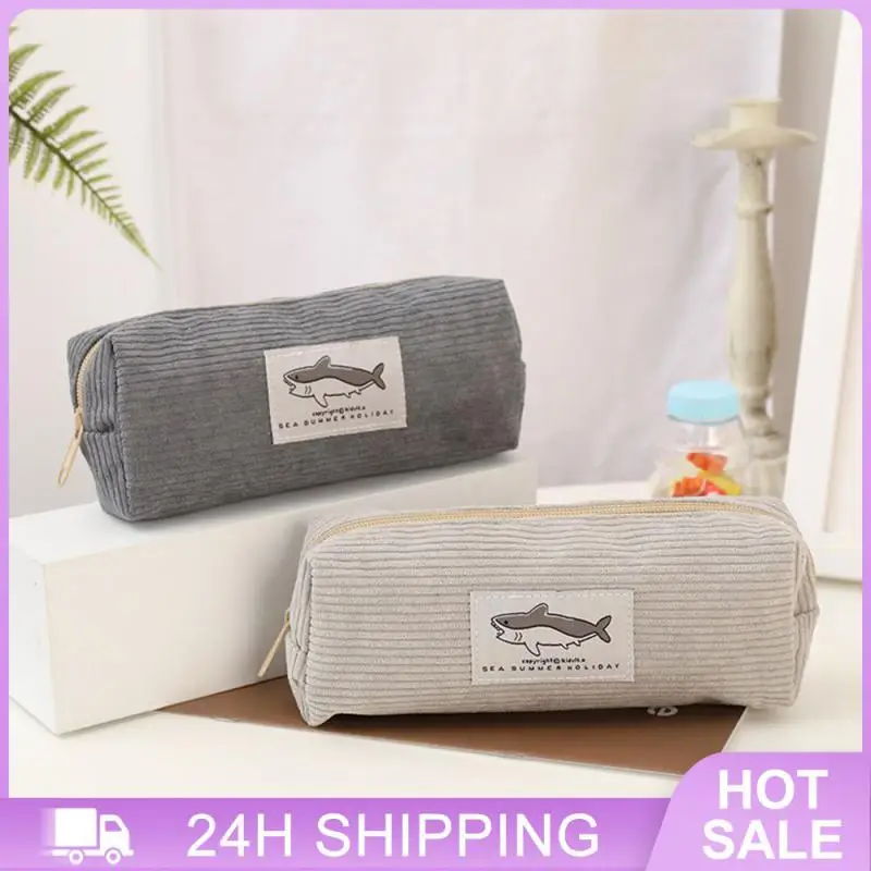 Вельветовый карандаш в виде акулы, искусственная кожа, школьный пенал на молнии высокого качества, сумка для ручек, Вельветовая ручка, большой открывающийся дизайн, около 35 г