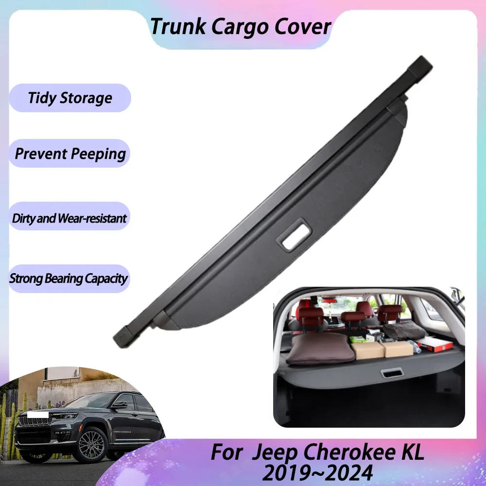 

Trunk Cargo Cover For Jeep Cherokee KL 2019 2020 2021 2022 2023 2024 Tray Rear Curtain Pad Security Shielding Shade Accessories