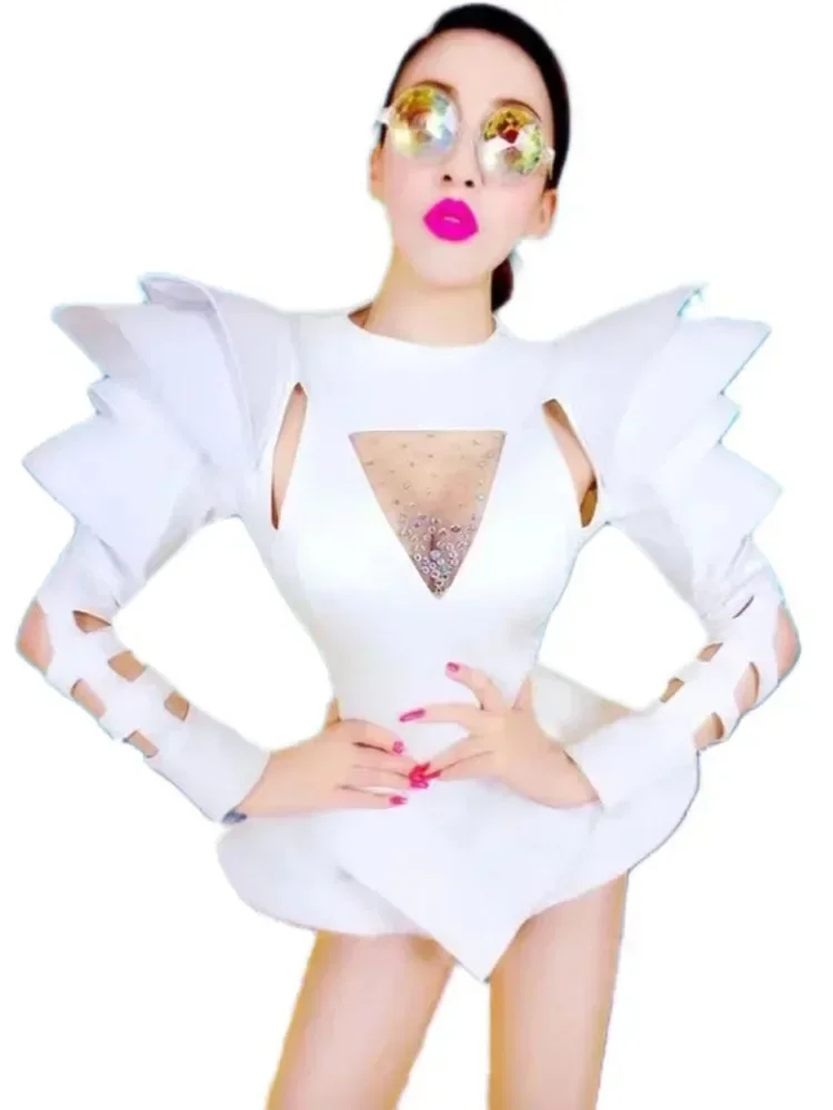 GOGO Dansbodysuit DJ Toonaangevende Dans Rave Kleding Zanger Stadiumkleding Nieuwe Stadiumkostuums Vrouwen Nachtclub Strass Jumpsuit