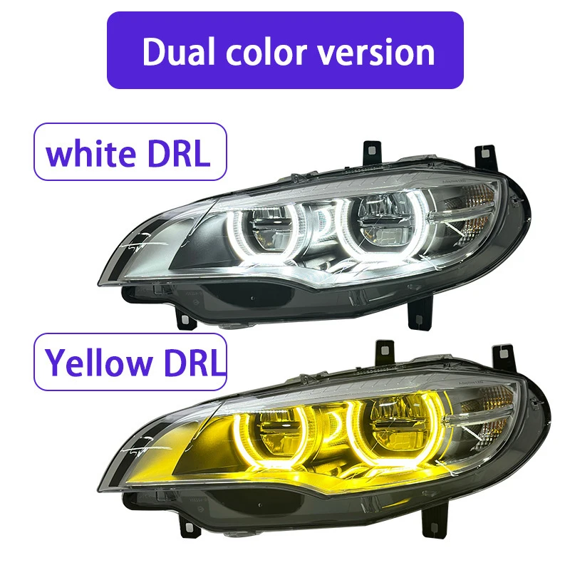 

Подходит для BMW 08-14 E71 X6, модифицированная фара в сборе, замена старой на новую, светодиодные фары с дневными ходовыми огнями.