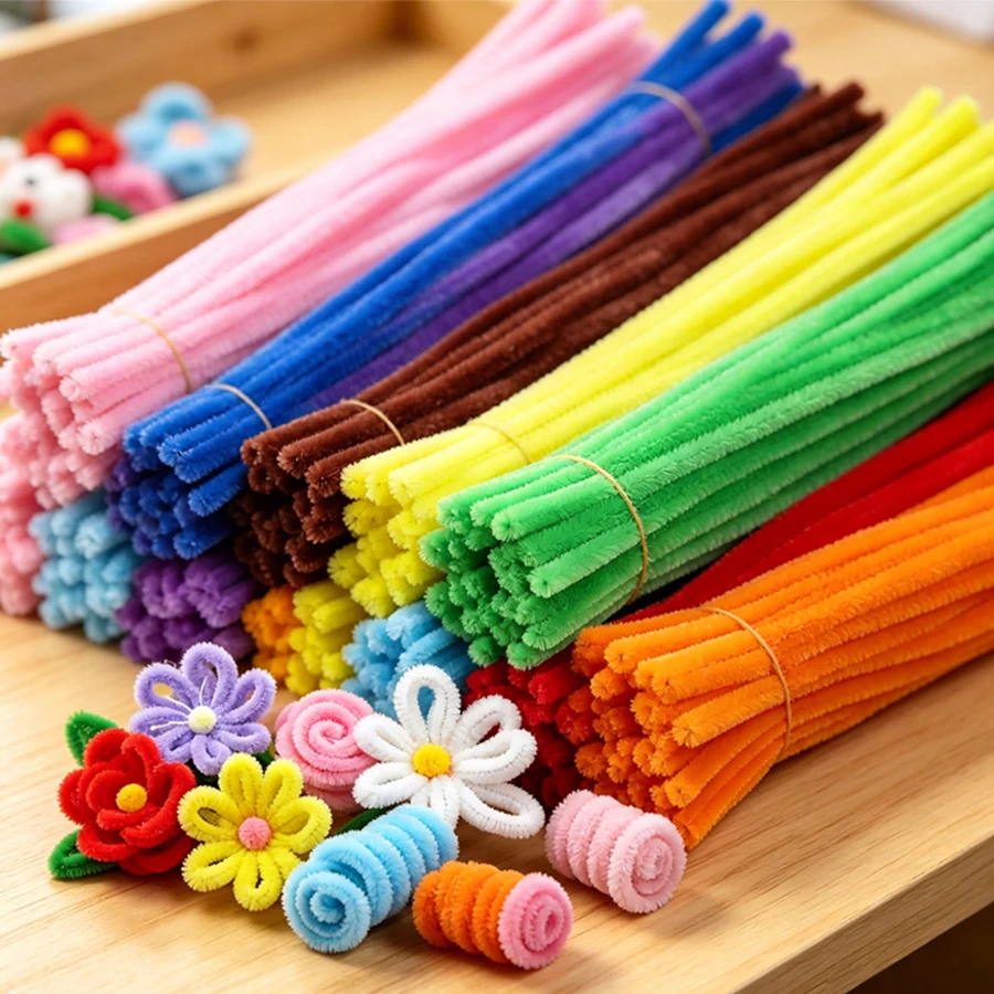 150/350/500pcs Flexible Pipe Cleaners Chenille Stems, Soft Twist‑able Handicraft Material, DIY Supply for Flower Crafting,XJM view 5