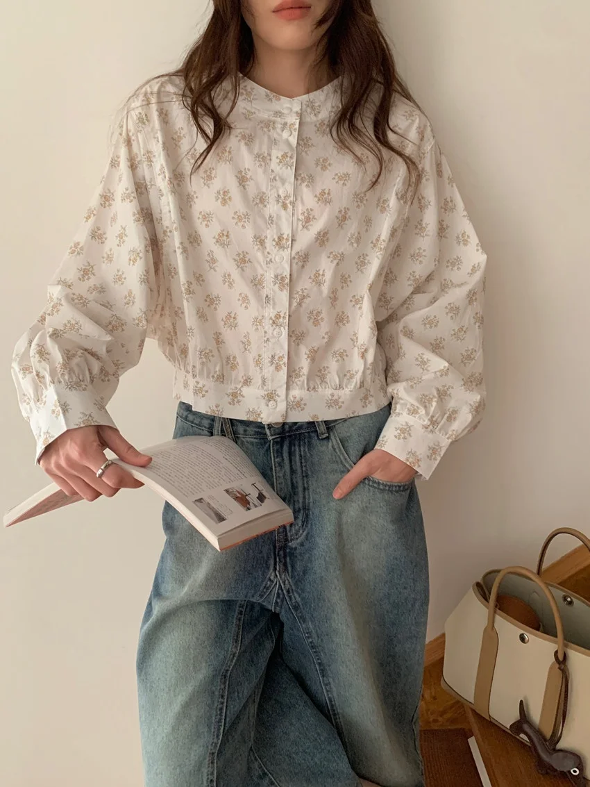 Alien Kitty Floral Camicie a maniche lunghe Donna Chic stampato Nuovo 2025 Casual OL Slim Sweet Spring High Street Gentle Office Lady