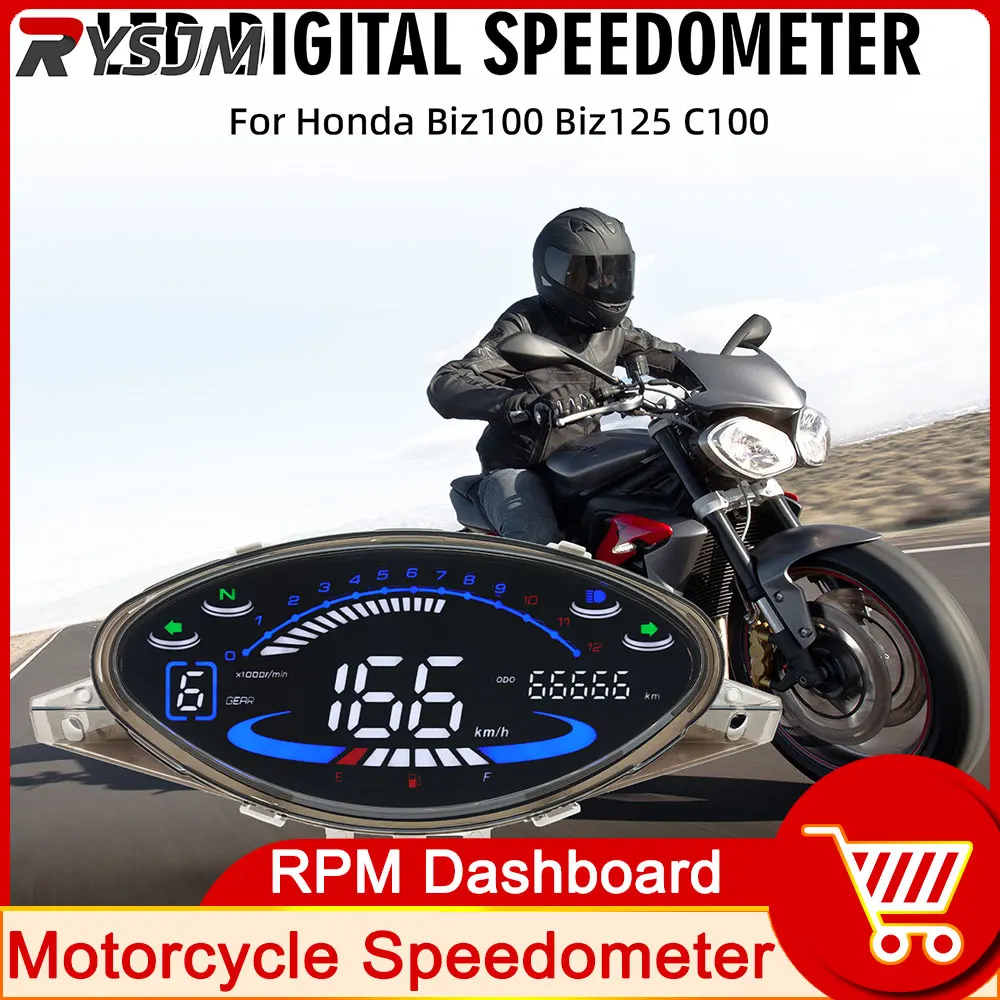 LED Digital Motorcycle Speedometer RPM Dashboard Instrument with Turn Signals For BIZ100 biz100 C100 Colombia,Brazil tablero vel