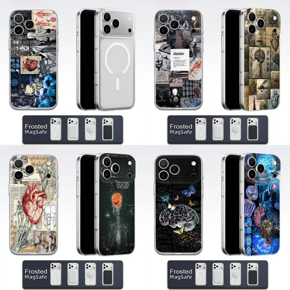 

Brain Heart Nerve Anatomy Psychology Phone Case For iPhone 17,16,15,14,13,12,11,Pro,Max,Plus,E,Air,Mini Magsafe Transparent