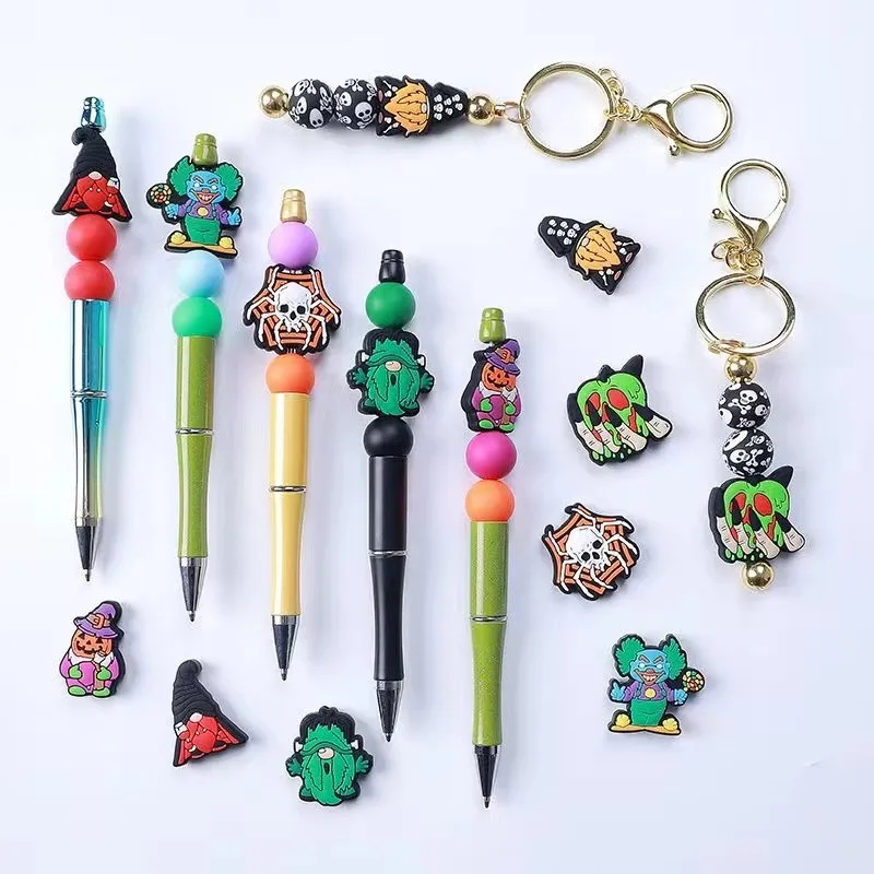 5/10Pcs New Cartoon Halloween Series Focus On Silicone Bead Jewelry Making DIY Keychain Bracelet Necklace Pen Accessories