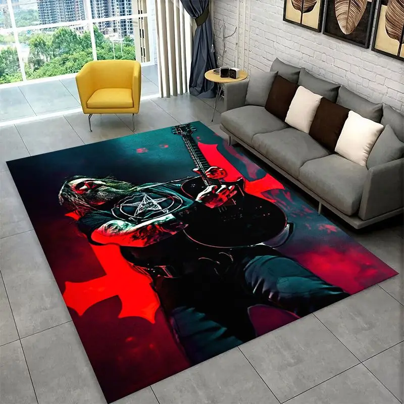 Retro Slayer Heavy Metal Rcck Band Sign Carpet Rug for Bedroom Living Room Sofa Doormat Home Decor,Kid Game Area Rug Non-slip