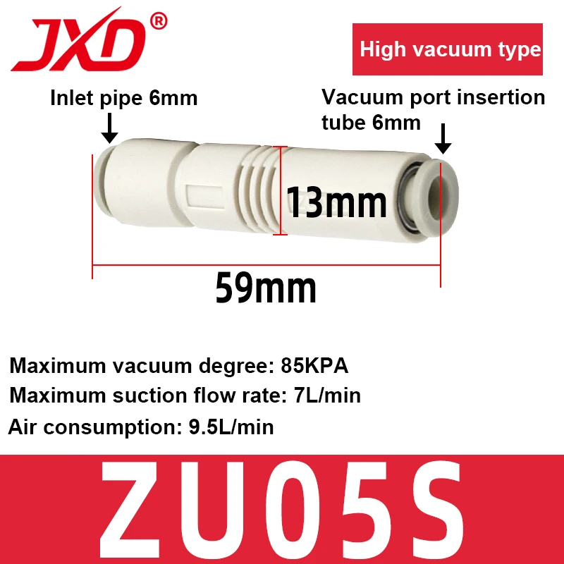 

ZU05S Mini Vacuum Ejector 0.5mm Nozzle High Vacuum Sucker Component Space Saving Pneumatic Generator Top Quality