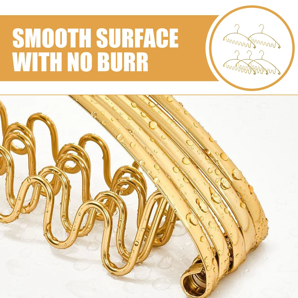 

5pcs Aluminum Alloy Closet Hangers Non-slip Belt Rack for Scarf Tie Organizer with Design Golden Color