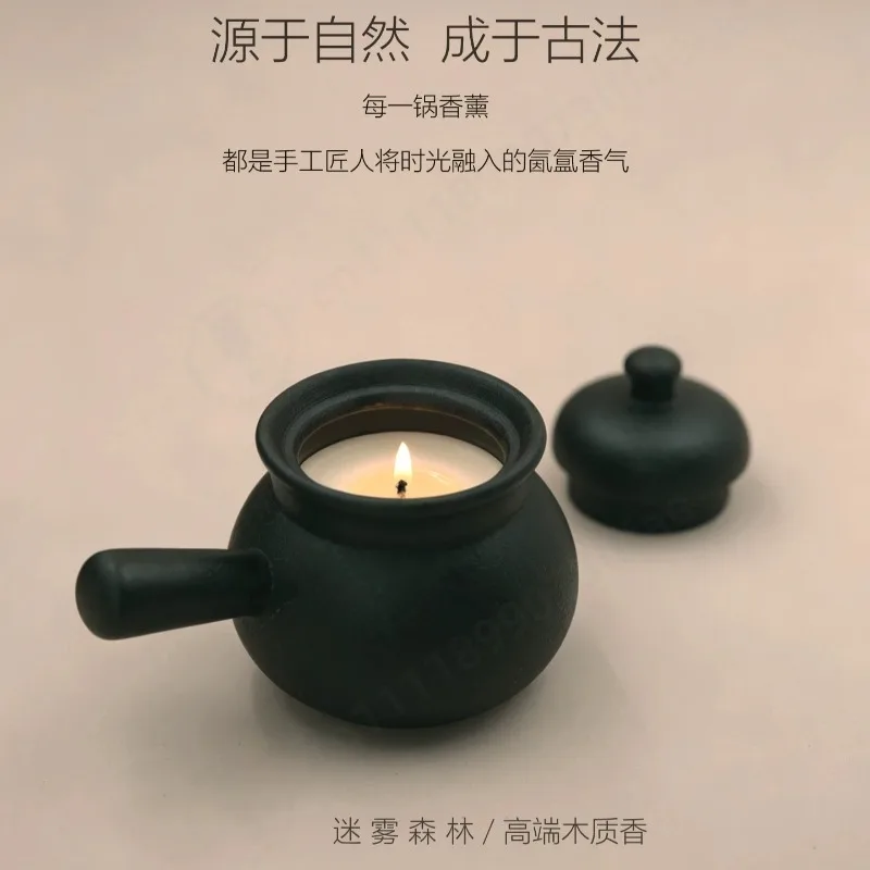 Black Mini Pot Aroma Candle Gift Set Natural Soy Wax Plant Essential Oil Luxury Business Birthday Souvenir Gift