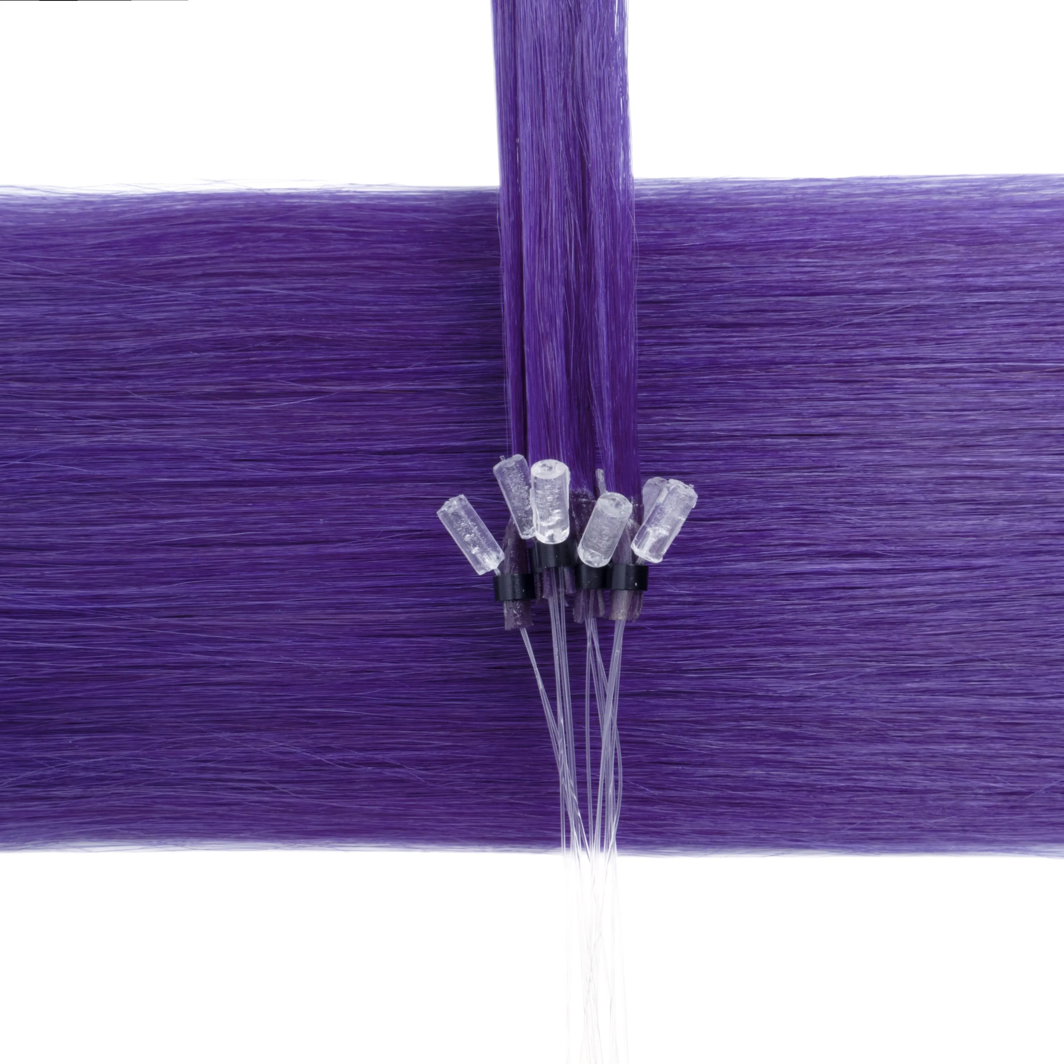 BOYMIA Purple Hair Micro Link Hair Extensions Human Hair No Glue Virgin Human Hair  for Women Girls 50 Strands Colorful 30G