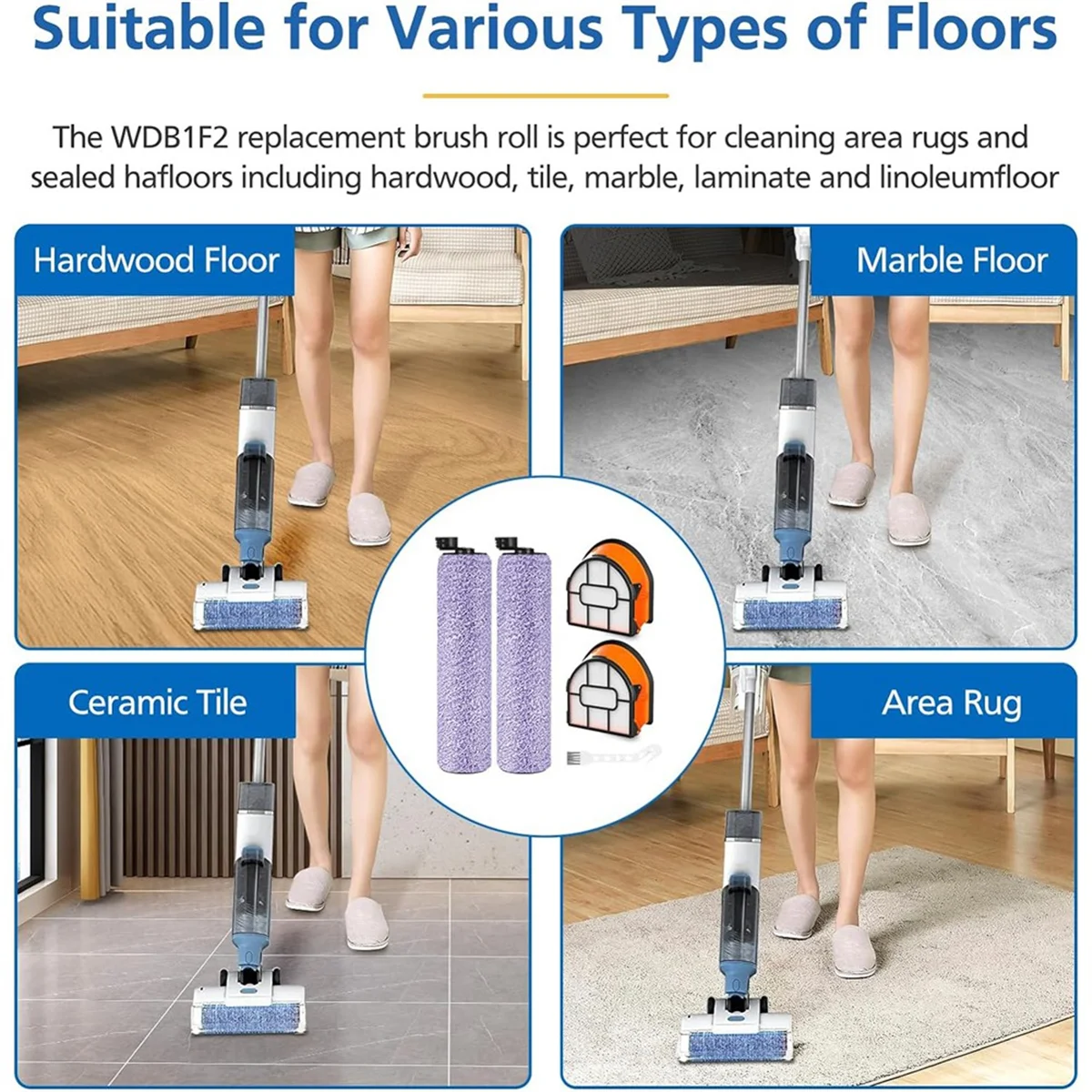 WDB1F2 เปลี่ยน Brushroll & ชุดกรองสําหรับ Shark Hydrovac WD101 WD201 WD100 WD200 AW201 อะไหล่เครื่องดูดฝุ่น