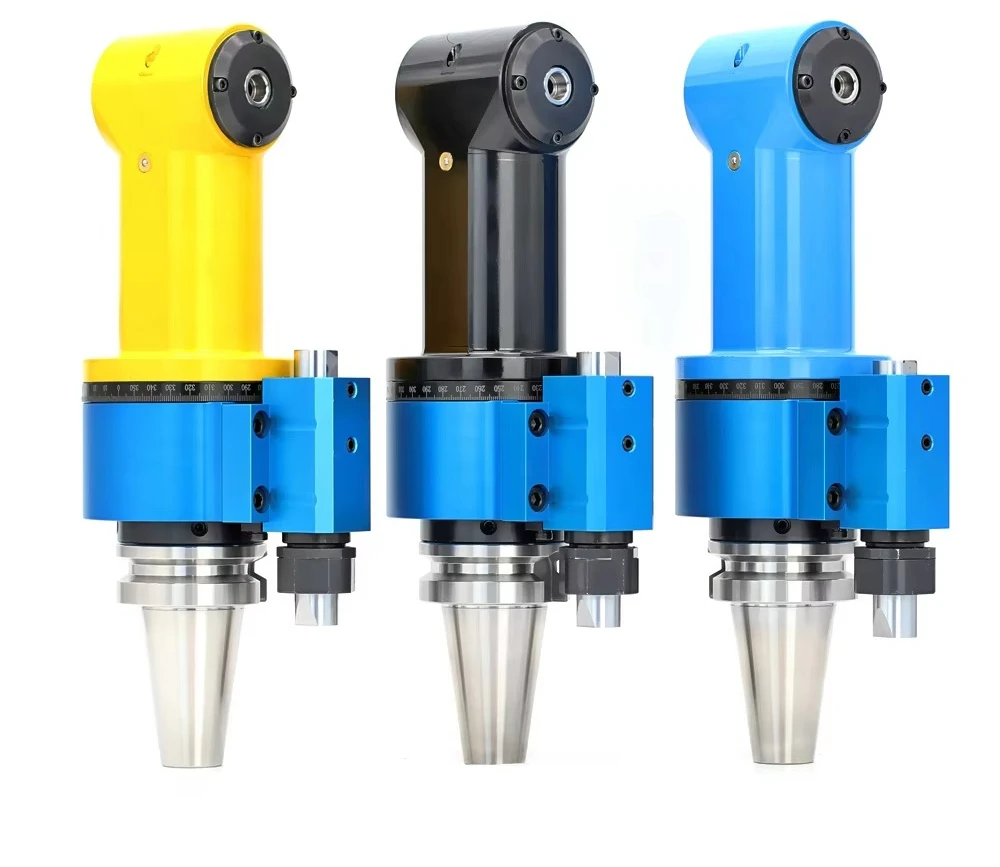 BT40-AG90-DC08-110 Miniature Transverse Milling Head Bidirectional Output HSK63A Milling Machine Side