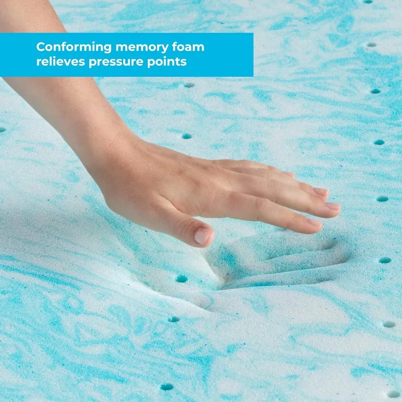 4 Inch Gel Swirl Memory Foam Topper + Cover-Contouring Comfort-Gel Infusion-Machine Washable-Cover, Cal King