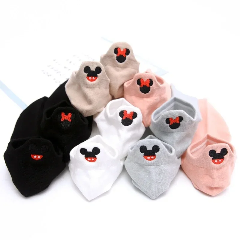 Nouveau Disney Mickey Minnie femme chaussettes printemps été chaussettes courtes mignon chaussettes courtes pour filles coton Animal corée femmes chaussettes de sport