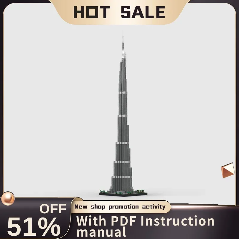 

New 6883Pcs City Hot Selling Street View Moc Modular Burj Khalifa Model Building Blocks Diy Creative Ideas Kid Toy Birthday Gift