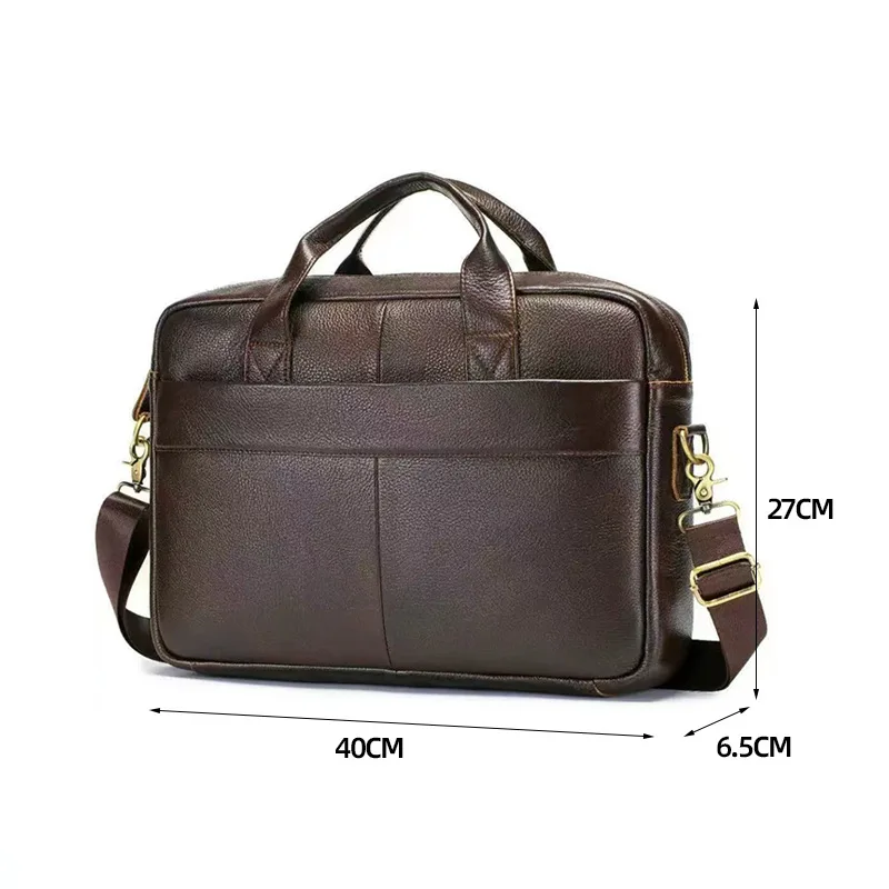 New business men's briefcase made of genuine leather Retro top-grain cowhide computer handbag Business travel briefcase.