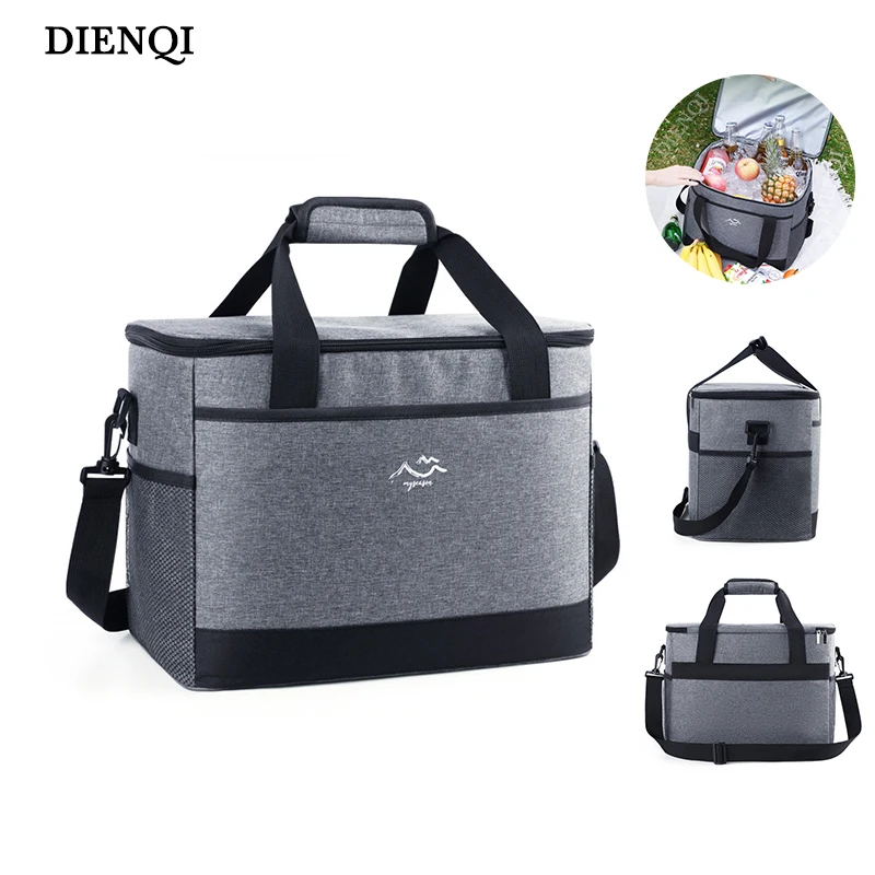 19L Thermal Insulated Lunch Bag Large Cooler Bags Waterproof Leakproof Food Storage Shoulder Handbag for Picnic Camping Outdoor