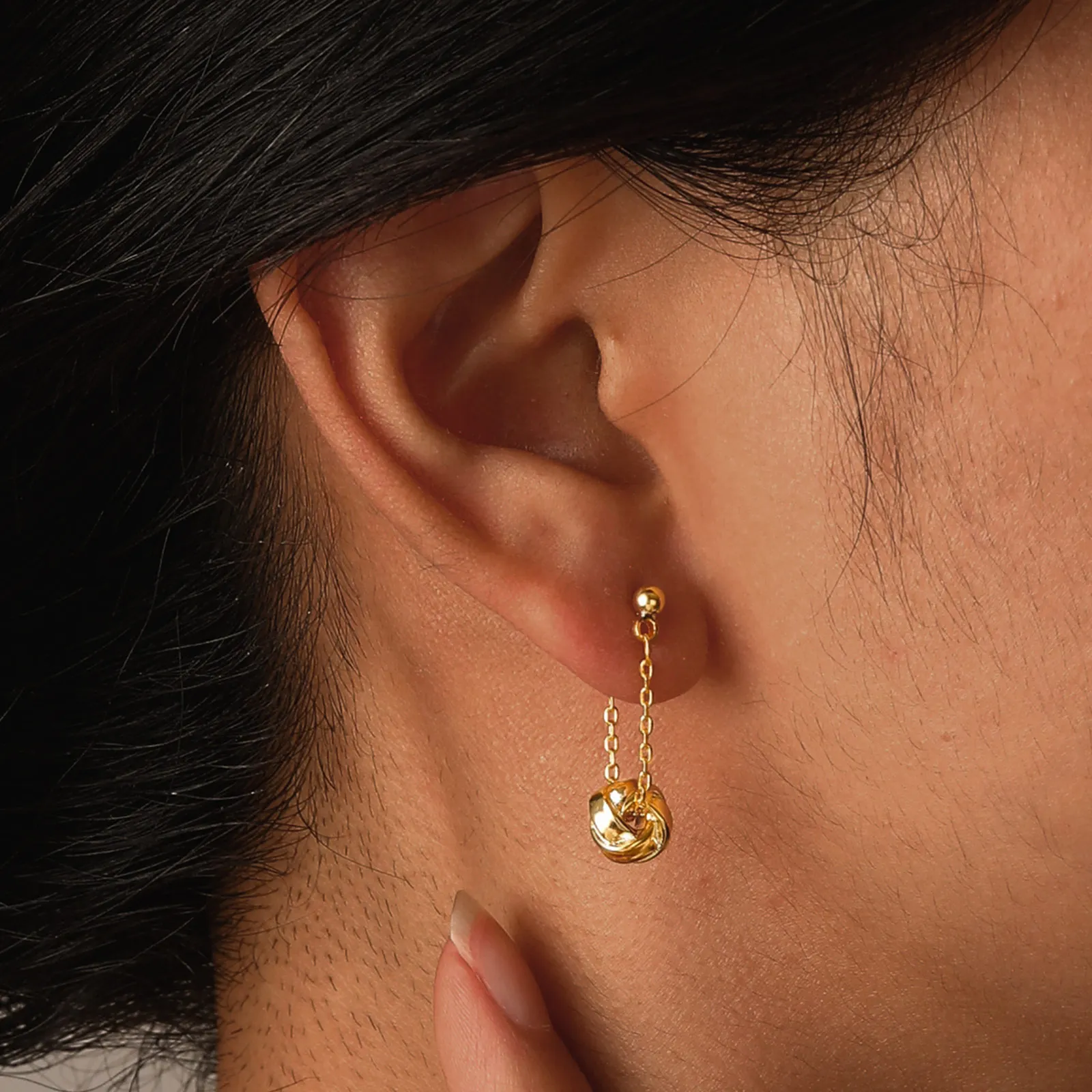 Knot Drop Dangle Earrings for Women, Threader Chain Statement Hypoallergenic Jewelry