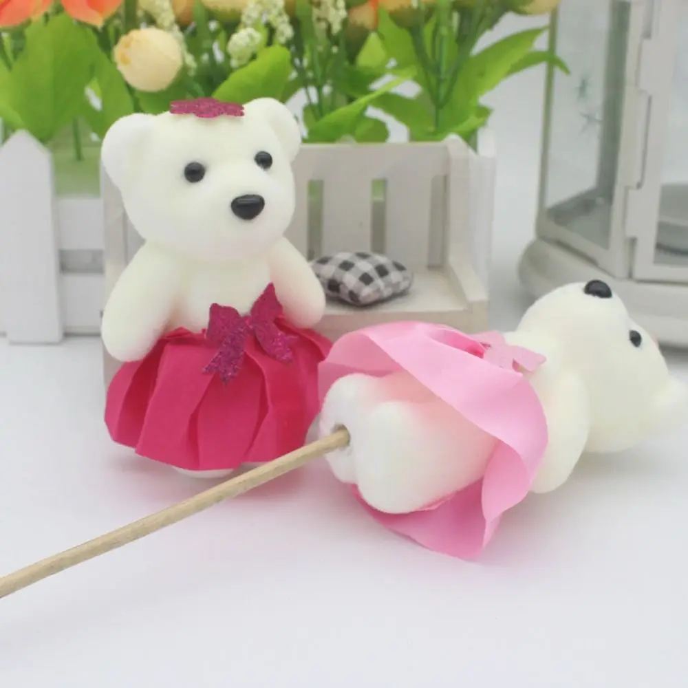 10 unids/set oso de espuma juguetes de espuma de peluche muñeca de peluche Animal Mini oso ramo de flores dibujos animados 10cm muñeca de ramo de dibujos animados