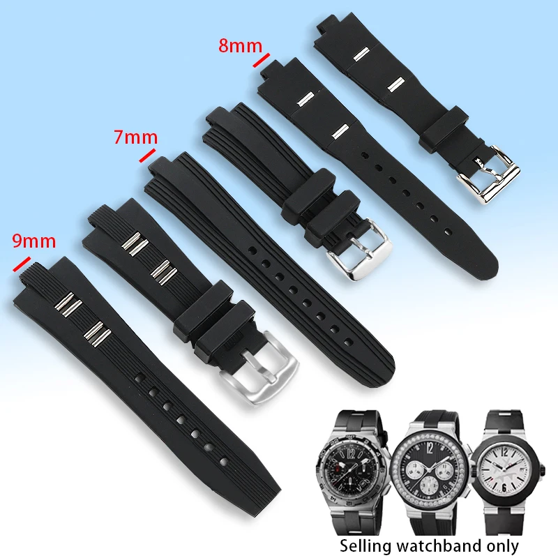 Convex Rubber Silicone Watch Strap for Bvlgari Bulgari DIAGONO Series Men womenWatchbands 22*7mm / 22*8mm / 26 * 9mm Accessories