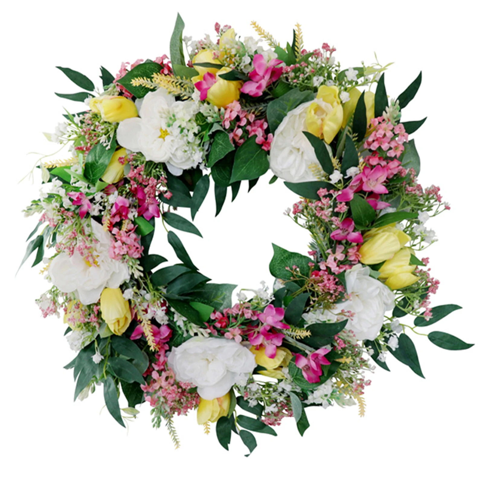 

Artificial Tulip Spring Wreath Wall Hanging Garland Rural Holiday Door Decorations For Home Party Wedding