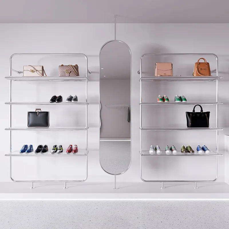 Shoe store shoe rack display rack Clothing store shoe and bag rack on the wall display cabinet Multifunctional shelf Boutique