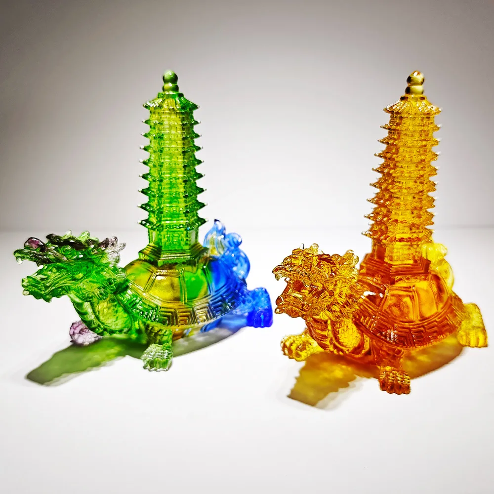CZ ancient glazed dragon turtle  tower office study decoration ornament graduation college entrance examination gift handicrafts