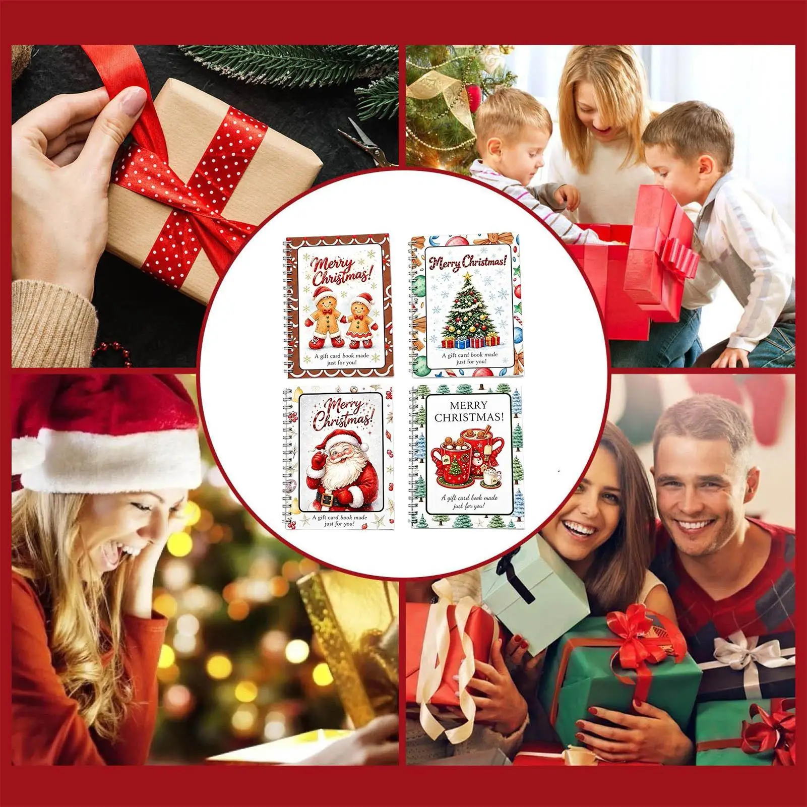 Christmas Card Book Spiral Bound Money Cash Holiday Keeper Merry Christmas Card Books For Birthday Party Family Couples