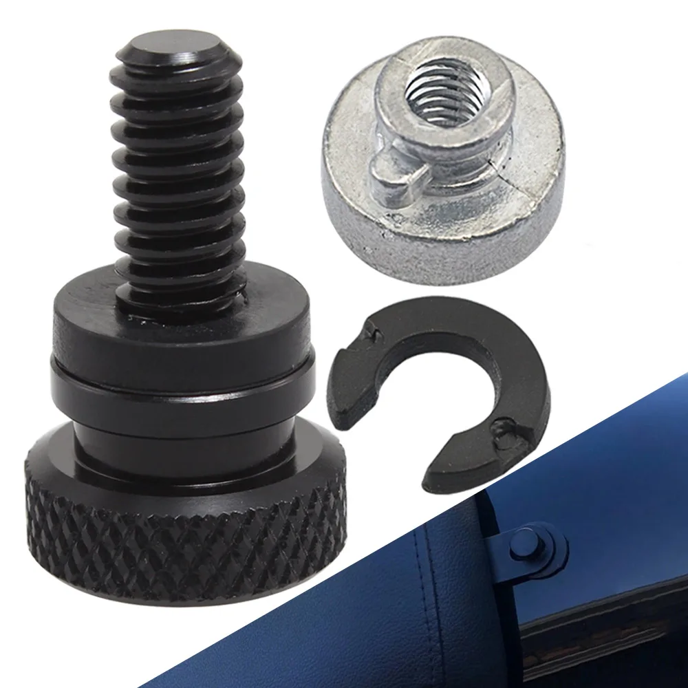 1 Set Motorcycle 6Mm Seat Bolt Black Knurled Bolt Silver Nut For Harley Sportster Touring Softail Dyna Cvo 1996-2019 Thread Bolt