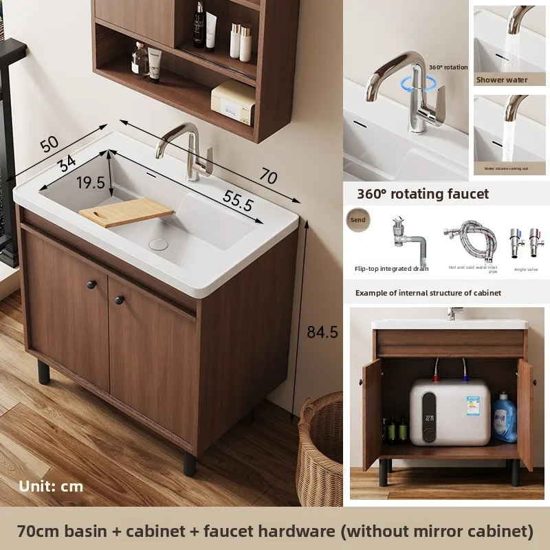 Freestanding Vintage Style Bathroom Vanity Deep Ceramic Basin Bathroom Sink Household Sink Single Sink Kitchen Washbasin