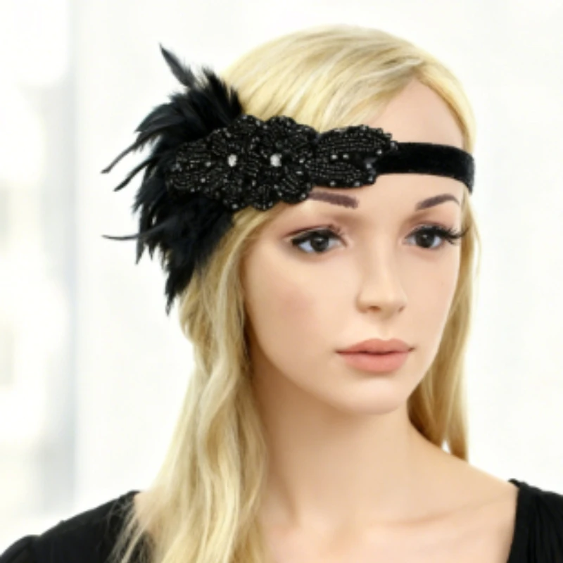 PESENAR "1920s Flapper Glam: أغطية الرأس المصنوعة من الريش، والأقراط واللؤلؤ، مثالية لزراعة 20 ثانية."