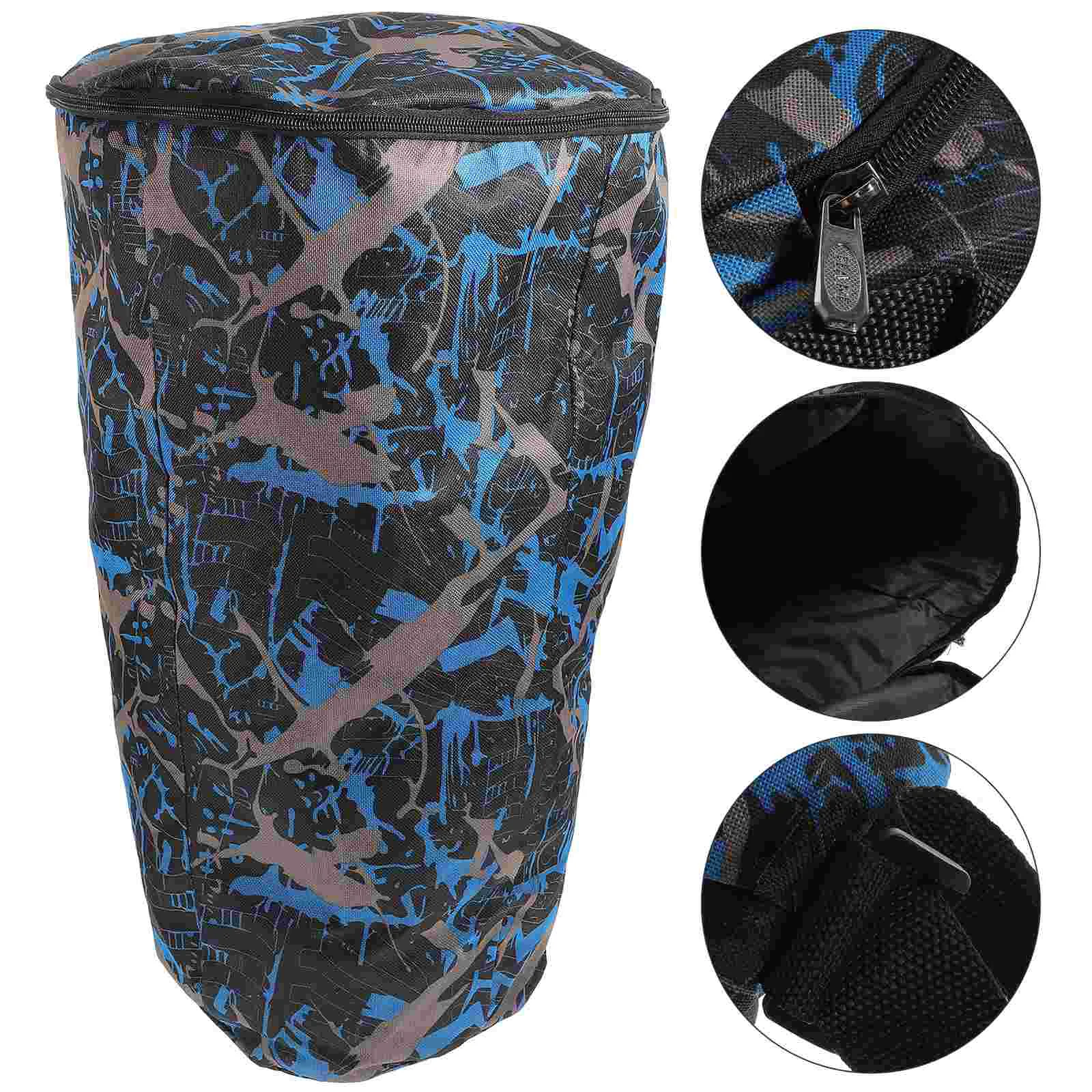 African Drum Kit Bag Musical Instrument Camouflage Blue Large Capacity Storage Pvc Oxford Cloth Waterproof