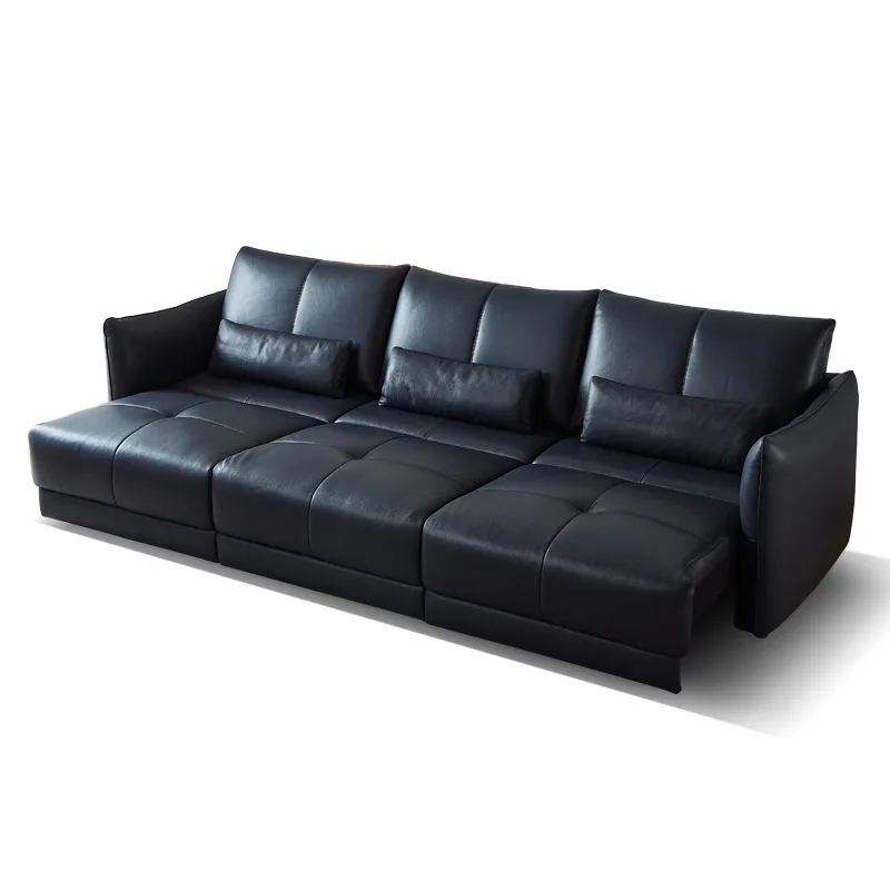 

Minimal wind Nair electric sofa bed Straight row small apartment Italian black sofa bed Automatic electric telescopic