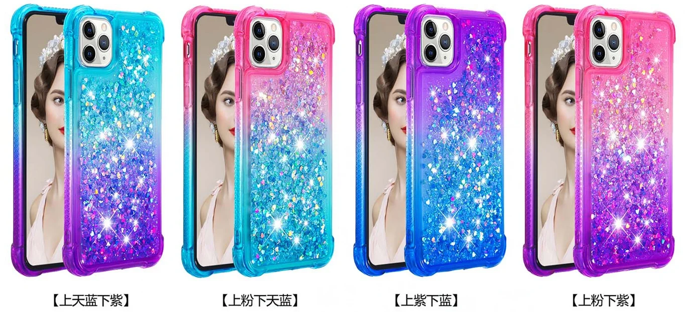 Capa de telefone com glitter de cor gradiente para iphone 14 15 16 pro max funda iphone 16 11 13 mini airbag capa à prova de choque