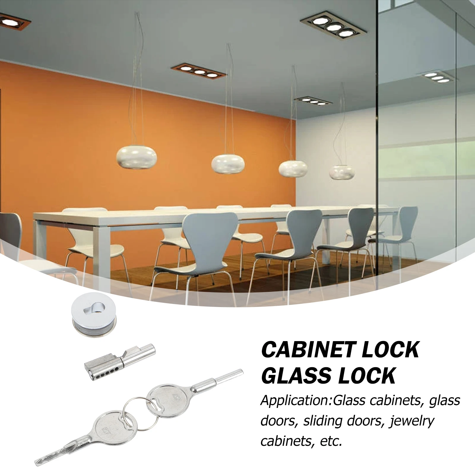 ล็อคตู้กระจกพร้อมกุญแจ กลอนประตูบานเลื่อนที่แข็งแรงสำหรับการรักษาความปลอดภัยประตูกระจกที่บ้าน พื้นผิวเรียบ ไม่มีความเสี่ยงการบาดเจ็บที่มือ