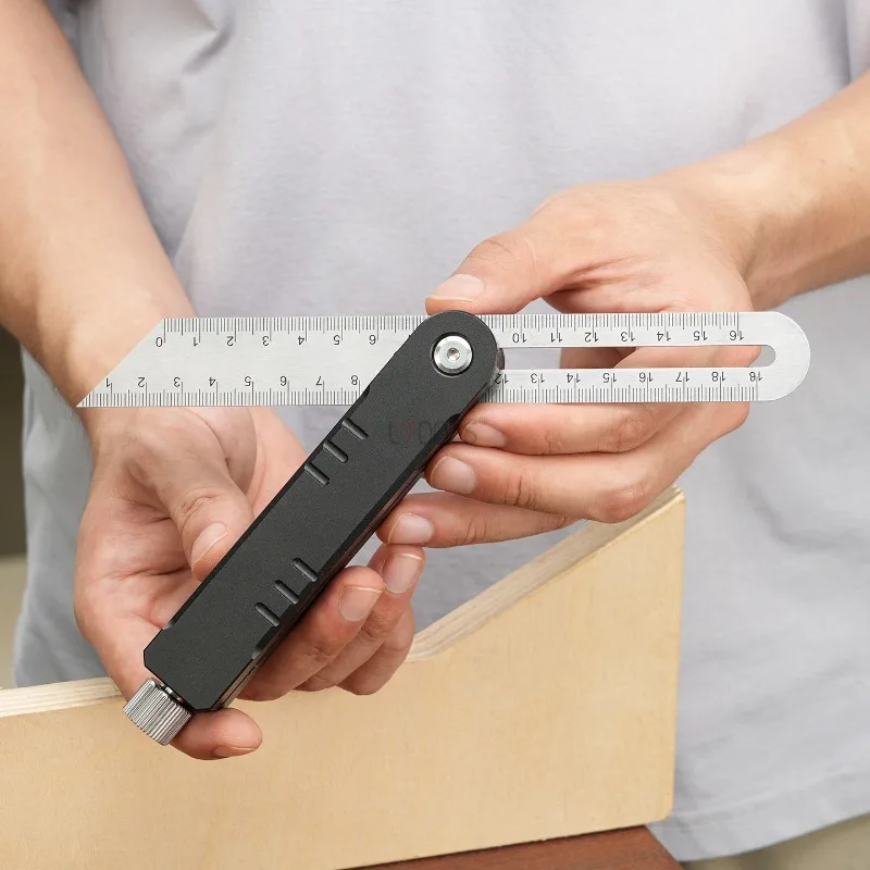 Multi-Angle Adjustable Sliding Bevel Square Dual Metric & Inch Scale Wood Marking Gauge Precision Dovetail Joint Measuring Tool