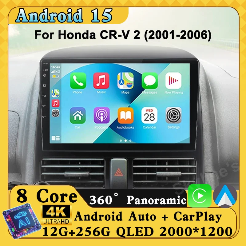 

2 din Android 16 Auto Radio for Honda CR-V 2 CRV 2001-2006 Car Radio Car Multimedia player GPS Track Carplay 2din no dvd