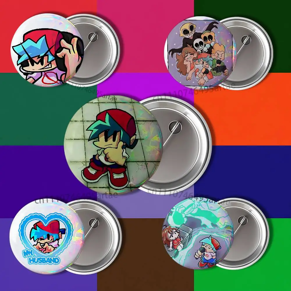 Badges25 32 44 58 75mm Round Cosplay Pin Bag Decor Fans Collect Friends Gifts Brooch Souvenir Vendredi soir f-funkin jeu