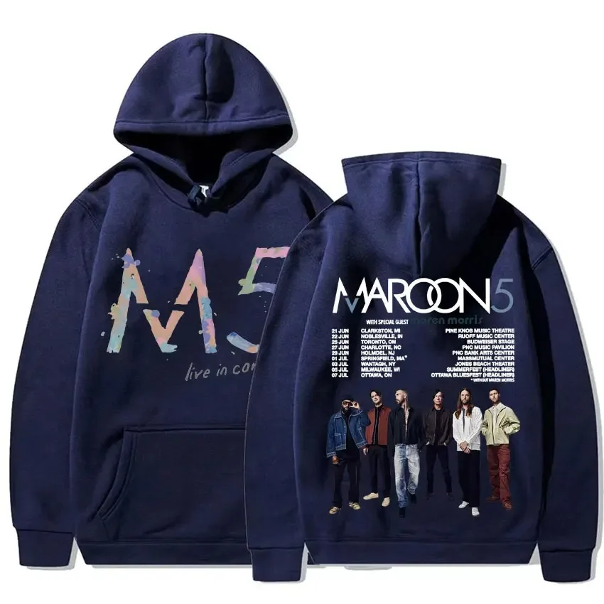 Maroon 5 Band 2024 Music Album Tour Hoodies Men Women Harajuku Hip Hop Punk Rock Hoodie Casual Cozy Fleece Sweatshirt Streetwear