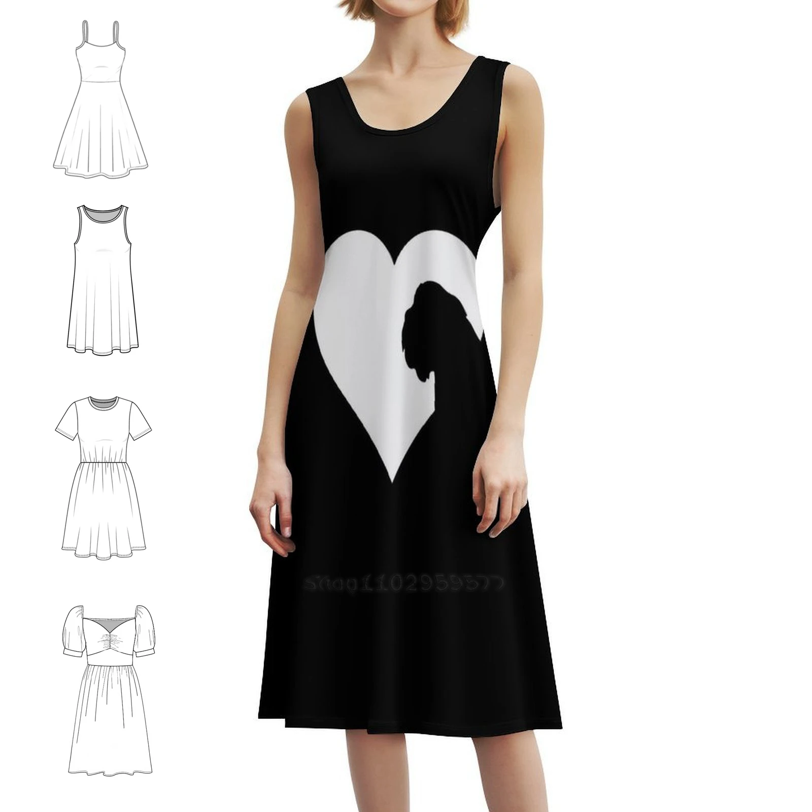 قلب بروكسل غريفون عاشق فستان بصدر مفتوح فستان أنيق للحفلات الصيفية للنساء ذو لونين بروكسل غريفون #1